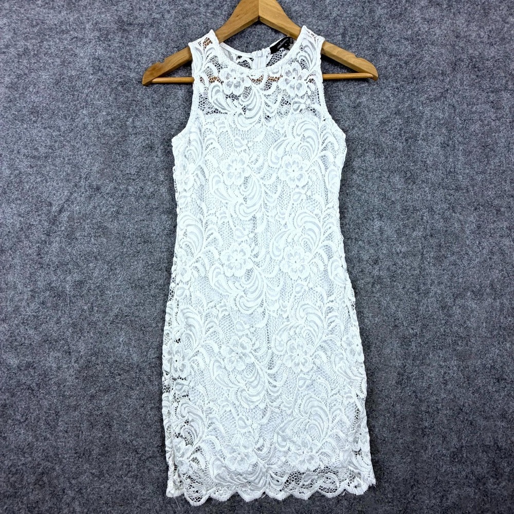 Ambiance Dress Women Small White Lace Overlay Floral Angelcore Sexy Feminine